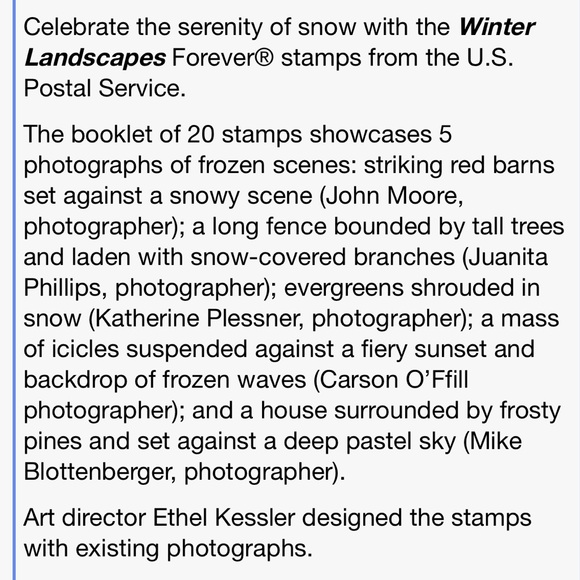 100 Winter Landscape Forever Stamps - Picture 4 of 5